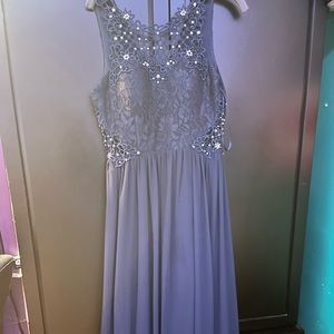 Navy blue long prom dress